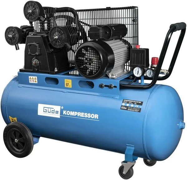 Güde 3-Zylinder Druckluft- Kompressor 551/10/100 ölgeschmiert 2,2kW 10bar 100L Kessel 550 L/MIN